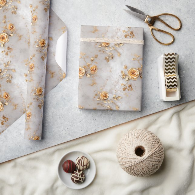 Romantic Yellow Roses Wrapping Paper (Crafts)