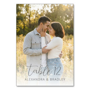 Romantic Yellow Rustic Photo Table Number