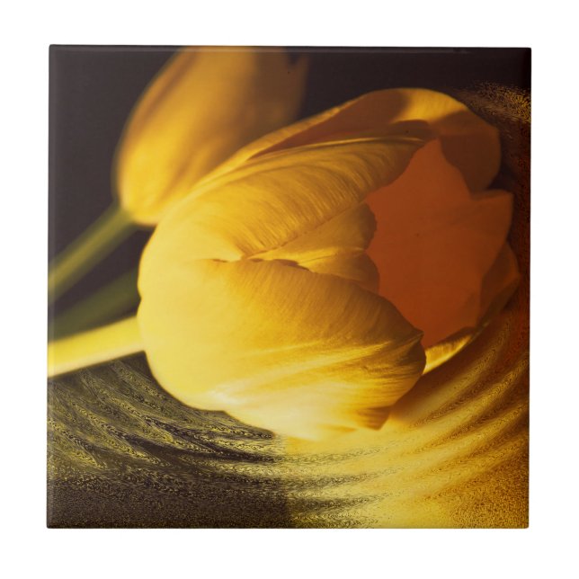 Romantic Yellow Tulip Ceramic Tile (Front)