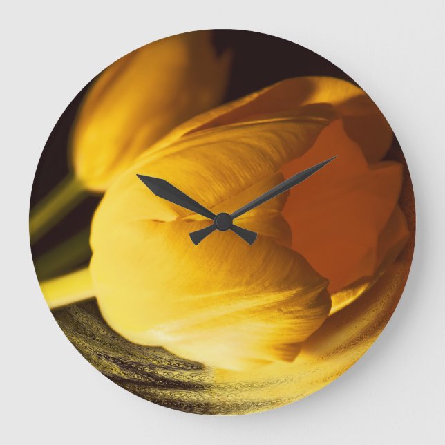 Romantic Yellow Tulip Large Clock (Front)