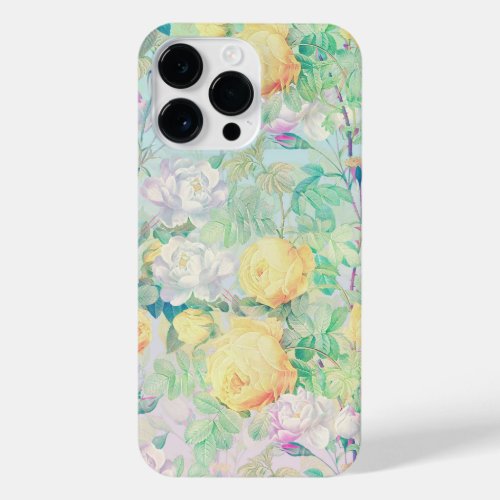 Romantic Yellow White roses floral Design iPhone 14 Pro Max Case