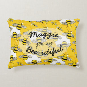 Romantic You Are Bee-Utiful Honey Bee Personalised Accent Pillow