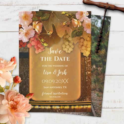 Romantic Your Photo Wine Themed Save the Date Card