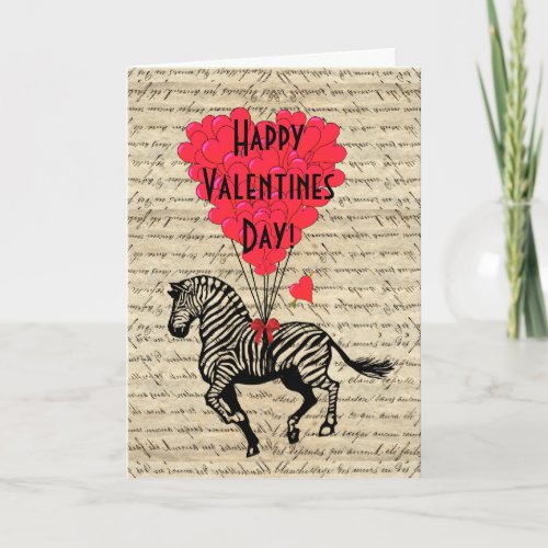 Romantic Zebra Valentines Day Holiday Card