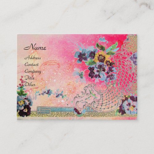 ROMANTICA 2  Beautiful Pansies in Pink and Blue Business Card
