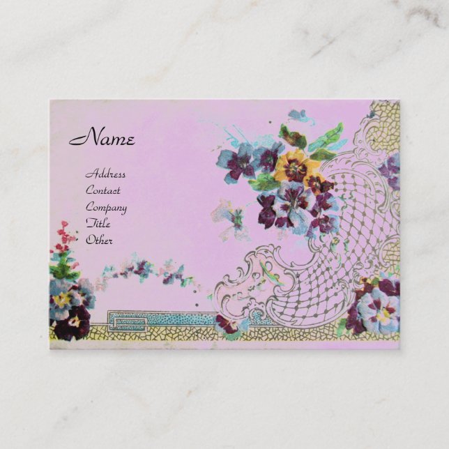 ROMANTICA 2 Monogram violet pink Business Card (Front)