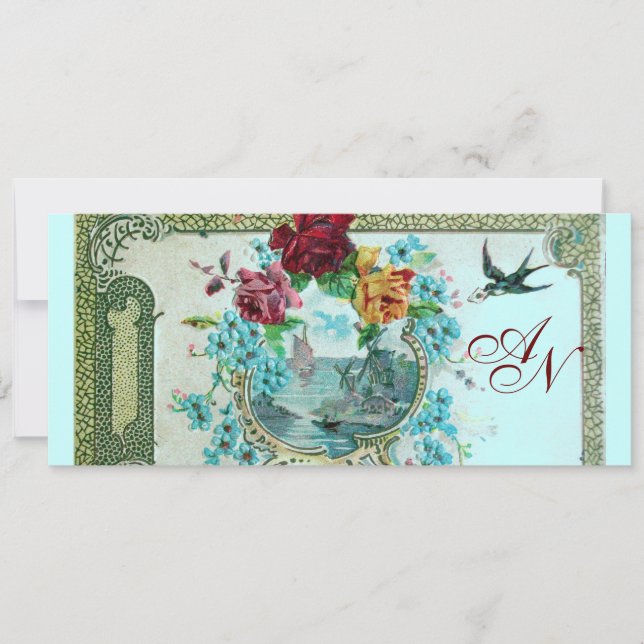 ROMANTİCA 3 MONOGRAM ,blue pink red Announcement (Front)