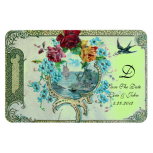 ROMANTİCA  3 MONOGRAM ,Save The Date,green Magnet