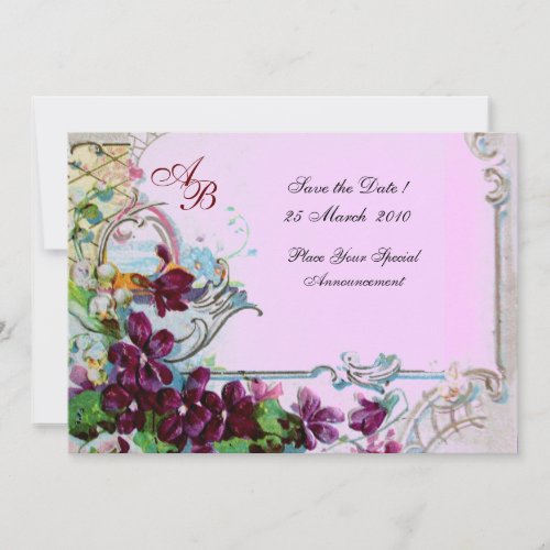 ROMANTICA  4 MONOGRAM Pink Invitation