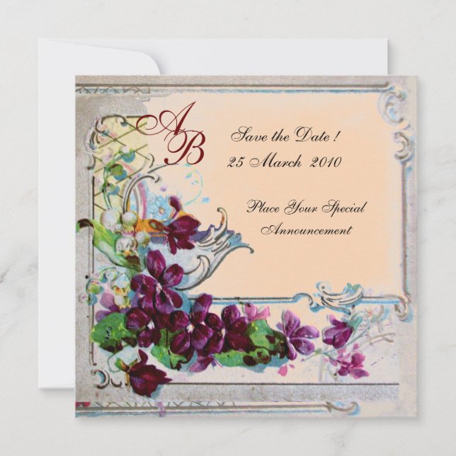 ROMANTICA  4 MONOGRAM, Pink Invitation (Front)