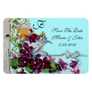 ROMANTİCA 4 MONOGRAM ,Save The Date,green,blue Magnet