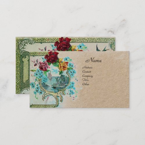 ROMANTICA Antique Flowers RosesFloral Kraft Paper Business Card