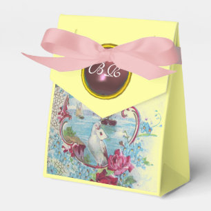 ROMANTICA ELEGANT WEDDING PINK GEM MONOGRAM Yellow Favor Boxes