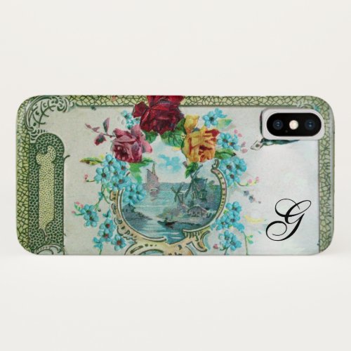 ROMANTICA FLORAL MONOGRAM ROSES AND FLYING BIRD iPhone XS CASE
