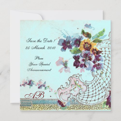 ROMANTICA Floral Pink Teal Blue Wedding Monogram Save The Date