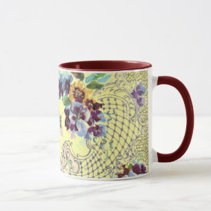 ROMANTICA FLOWER BASKET WITH PANSIES Yellow Floral Mug