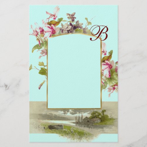 ROMANTİCA MONOGRAM  CYCLAMENSpink green blue Stationery