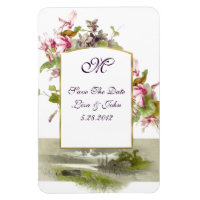 ROMANTİCA  MONOGRAM /CYCLAMENS,Save The Date,White