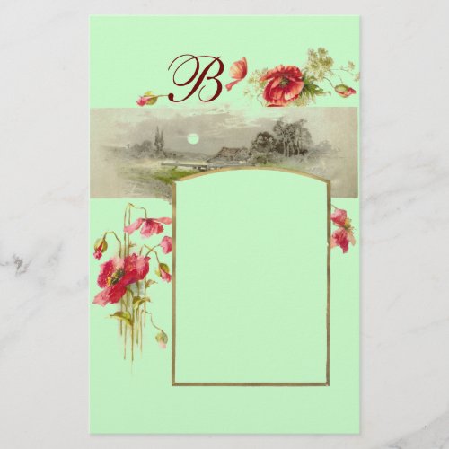 ROMANTİCA MONOGRAM  POPPIESredgreen Stationery