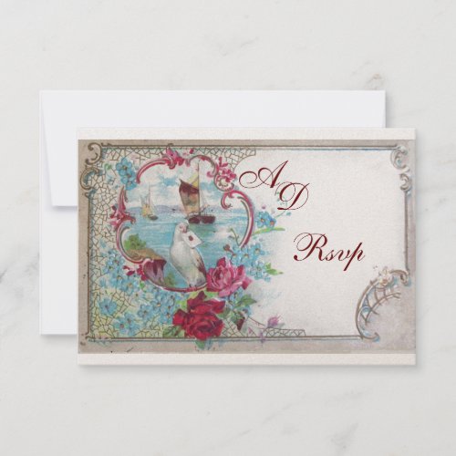 ROMANTICA  MONOGRAM RSVP red blue pink champagne RSVP Card