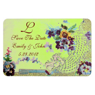 ROMANTİCA  MONOGRAM ,Save The Date,green Magnet