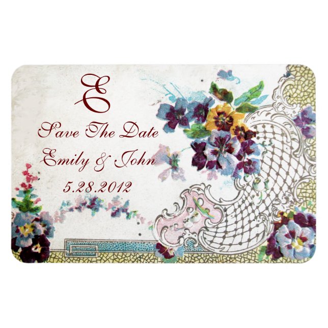 ROMANTİCA  MONOGRAM ,Save The Date Magnet (Horizontal)