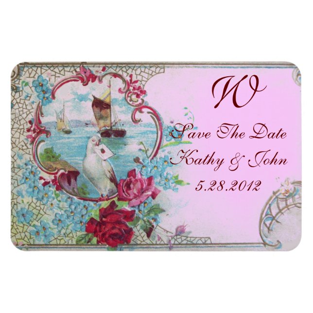 ROMANTİCA  MONOGRAM ,Save The Date Magnet (Horizontal)