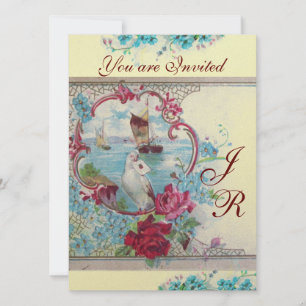 ROMANTİCA MONOGRAM White Champagne Metallic paper Invitation