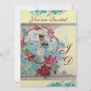 ROMANTİCA MONOGRAM White Champagne Metallic paper Invitation