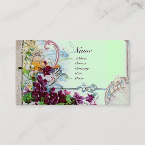 ROMANTICA PansiesViolets in Winter Green Floral Business Card