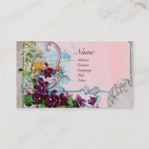 ROMANTICA Pansies,Violets,Winter Floral Pink Business Card