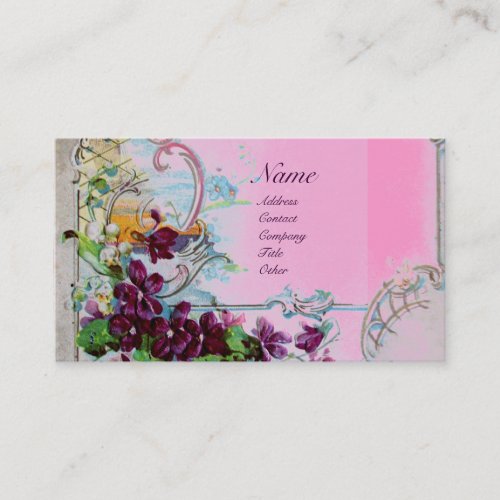 ROMANTICA PansiesVioletsWinter Floral White Business Card