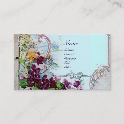 ROMANTICA PansiesVioletsWinter Floral White Business Card