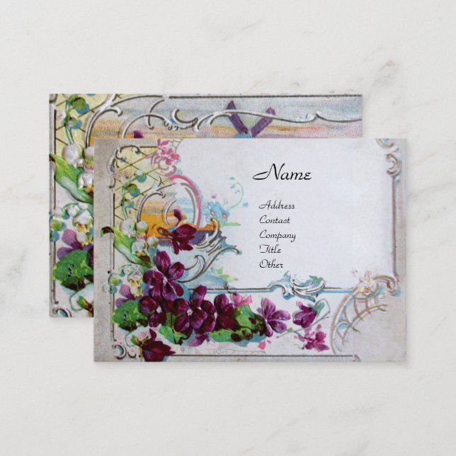 ROMANTICA Pansies,Violets,Winter Floral White Business Card (Front/Back)