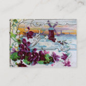 ROMANTICA Pansies,Violets,Winter Floral White Business Card (Back)