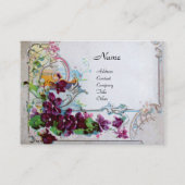 ROMANTICA Pansies,Violets,Winter Floral White Business Card (Front)