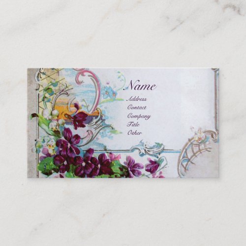 ROMANTICA PansiesVioletsWinter Floral White Business Card