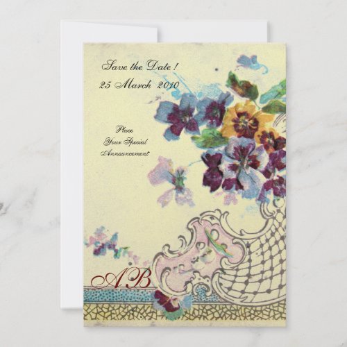 ROMANTİCA Pink Blue Cream Wedding Floral Monogram Invitation