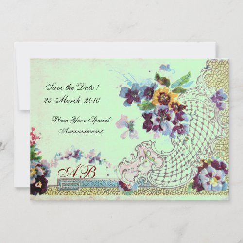 ROMANTİCA Pink Blue Green Wedding Floral Monogram Invitation