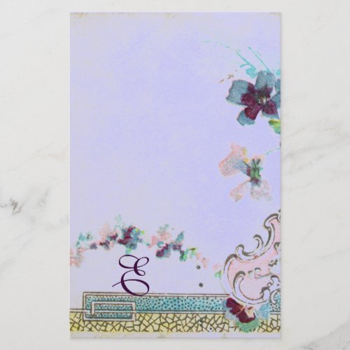 ROMANTİCA Pink Blue Wedding Floral Monogram Stationery
