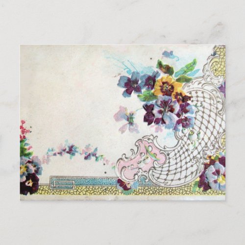 ROMANTICA Pink Blue White Wedding Floral Postcard