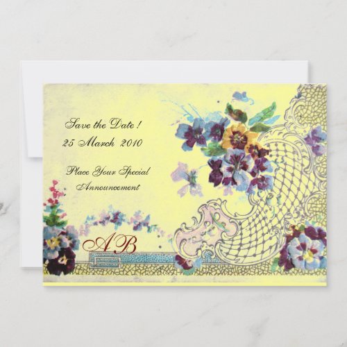 ROMANTICA Pink Blue Yellow Floral Wedding Monogram Invitation