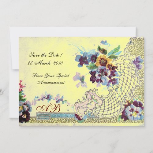 ROMANTICA Pink Blue Yellow Floral Wedding Monogram Invitation