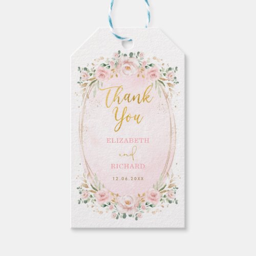 Romantica Pink Blush Gold Floral Wedding Favors Gift Tags