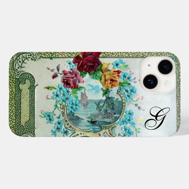 ROMANTICA Red Roses,Seascape Floral Monogram Case-Mate iPhone Case (Back (Horizontal))