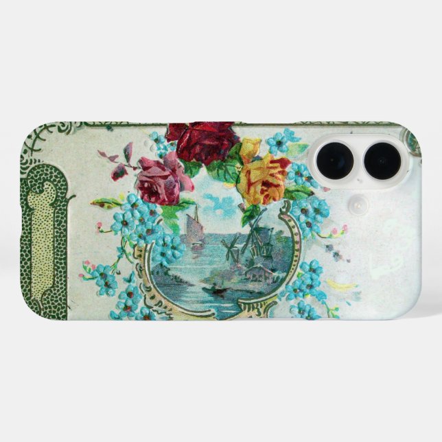 ROMANTICA / ROSES ;BLUE FLOWERS WITH BIRD ,white Case-Mate iPhone Case (Back (Horizontal))