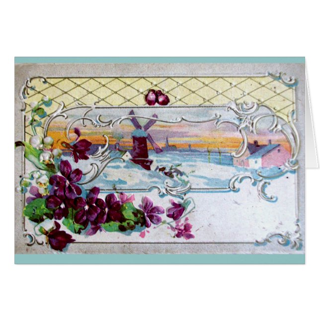 ROMANTICA /WINDMILL IN THE SNOW,PANSIES,SNOWDROPS (Front Horizontal)