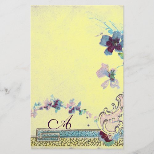 ROMANTİCA Yellow Pink Blue Wedding Floral Monogram Stationery