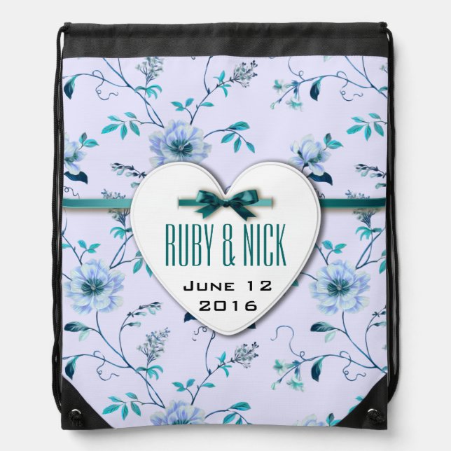 RomanticCharm vintage floral wedding collection Drawstring Bag (Front)