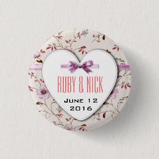 RomanticCharm vintage floral wedding collection Pinback Button